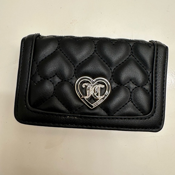 Handbags - Black Quilted Heart Wallet